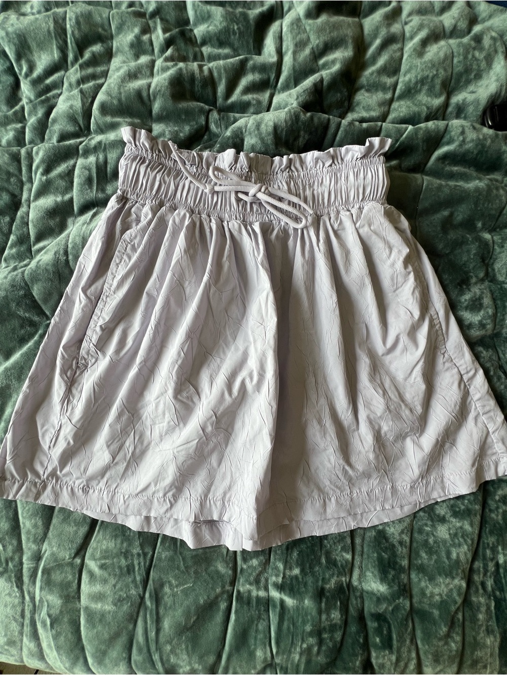 Paperbag Waist Women’s Skort in White with Drawstring